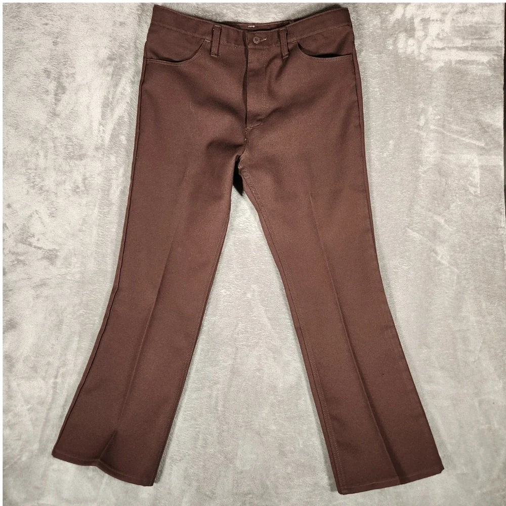 Wrangler Mens 35X29 Brown‎ Good Polyester Pants Western Vintage
